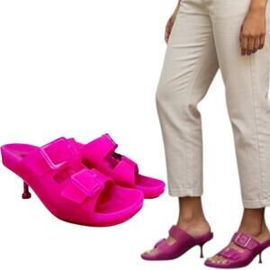 New Balenciaga Mallorca Rubber Heeled Sandals Pink Size 39